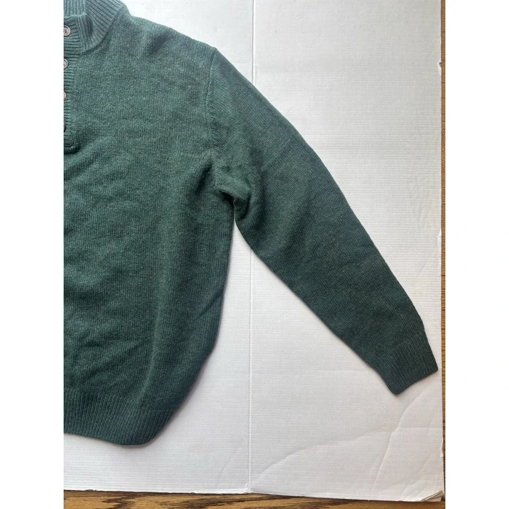 enzo mantovani wool 1/4 Button Mock Neck‎ Sweater Sz Medium Green Mens - Picture 3 of 7